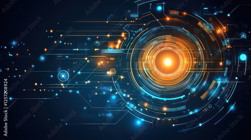 Poster abstract digital artwork showcases a futuristic technology interface design