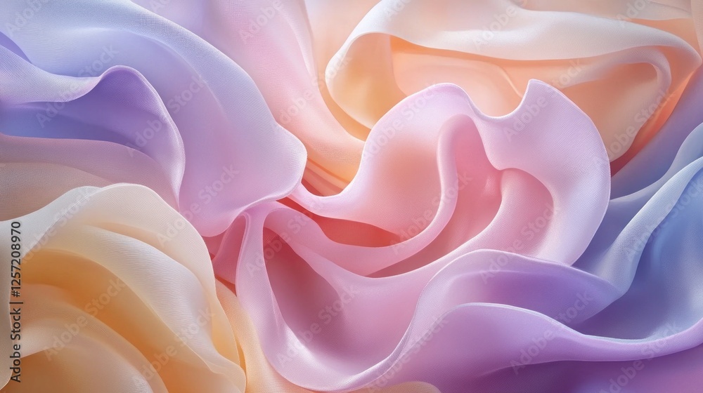 Poster Abstract pastel colored fabric creates soft and flowing textures