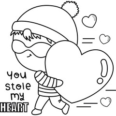 a cute vector of valentine celebration couple in black and white coloring