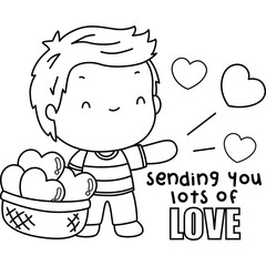 a cute vector of valentine celebration couple in black and white coloring