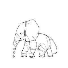Fototapeta premium Abstract Elephant Silhouette in a Dark Background