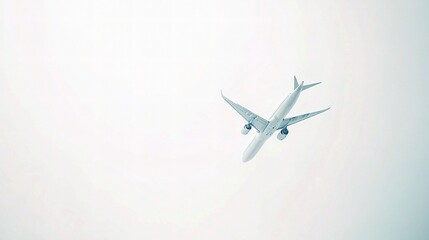 White Jetliner Soaring High Through a Clear Sky with Isolation