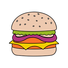 Burger Icon Vector Illustration Design for Food, Fast Food, and Restaurant Branding