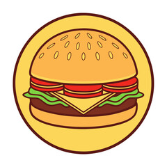 Burger Icon Vector Illustration Design for Food, Fast Food, and Restaurant Branding