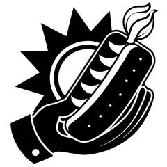 Cartoon Hand Holding Hotdog Icon Vector Illustration for Food and Snack Concepts