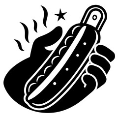 Cartoon Hand Holding Hotdog Icon Vector Illustration for Food and Snack Concepts