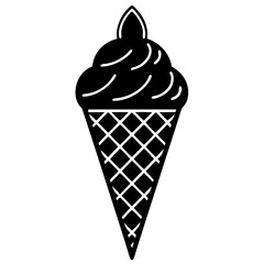 Ice Cream Cone Icon Vector Illustration - Sweet Dessert Outline Design for Graphics and Logo