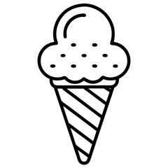 Ice Cream Cone Icon Vector Illustration - Sweet Dessert Outline Design for Graphics and Logo