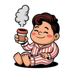 Boy drinking hot tea