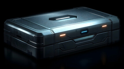 Obraz premium 3D Illustration- Futuristic Metal Container, Secure Storage, Tech Design, Dark Background
