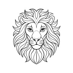 lion head vector illustration outline art