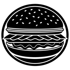 Burger Icon Vector Illustration Design for Food, Fast Food, and Restaurant Branding