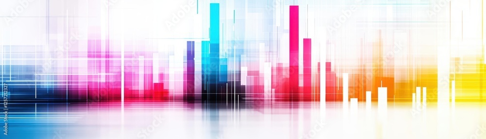 Poster Colorful abstract background featuring lines and squares in vibrant shades and patterns for design use