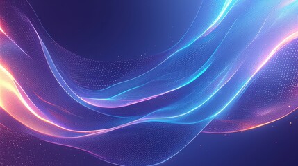 Abstract flowing neon waves background with flowing neon waves and bright color gradients. Emphasizing modern vibrancy and artistic flair, ideal for eye-catching designs and creative visuals.