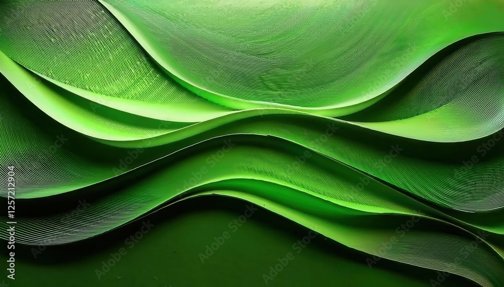 Leinwandbilder curved green paper layers forming abstract wave pattern for modern graphic design and eco-themed vis