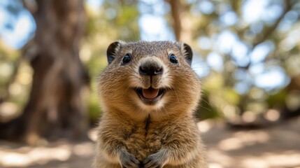 Obraz premium Happy Quokka Smiling Close-up Portrait in Rottnest Island, Australia