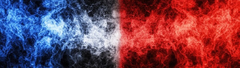 Obraz premium Blue and red fire clashing; abstract background