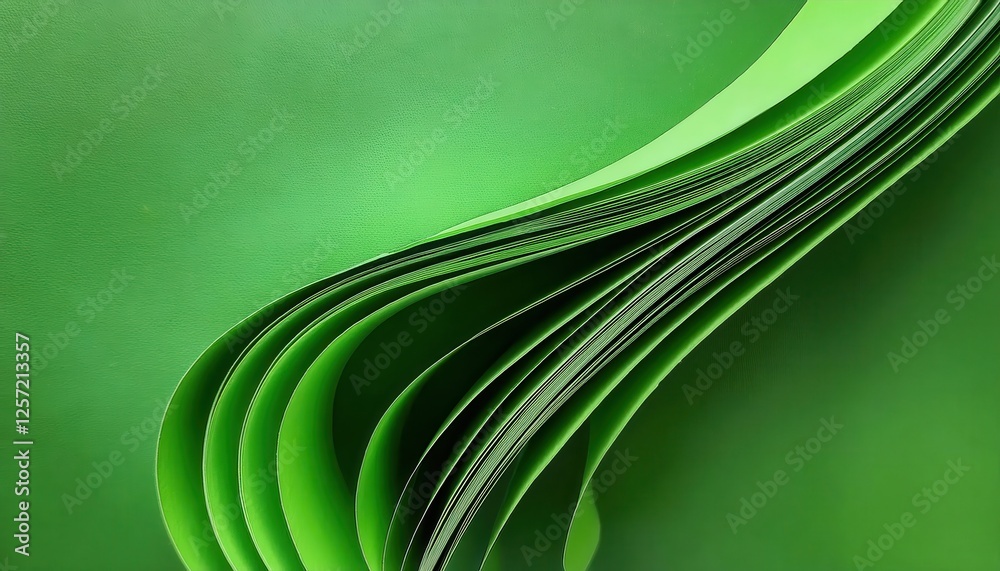 Leinwandbilder curved green paper layers forming abstract wave pattern for modern graphic design and eco-themed vis