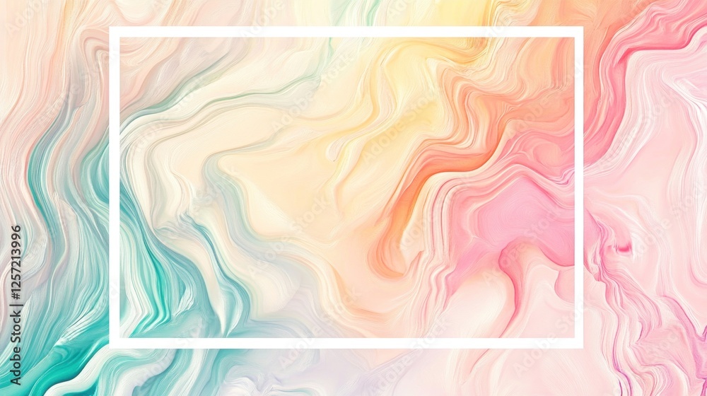 Poster abstract marble background with waves and a white frame