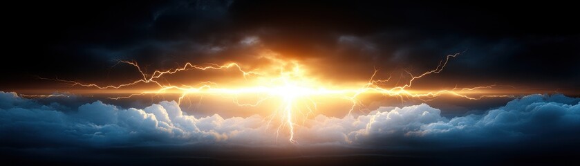 Dramatic Glowing Light Beam Through Clouds