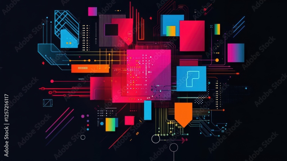 Aufkleber Colorful abstract design with swirling patterns and vibrant hues creating a dynamic visual composition