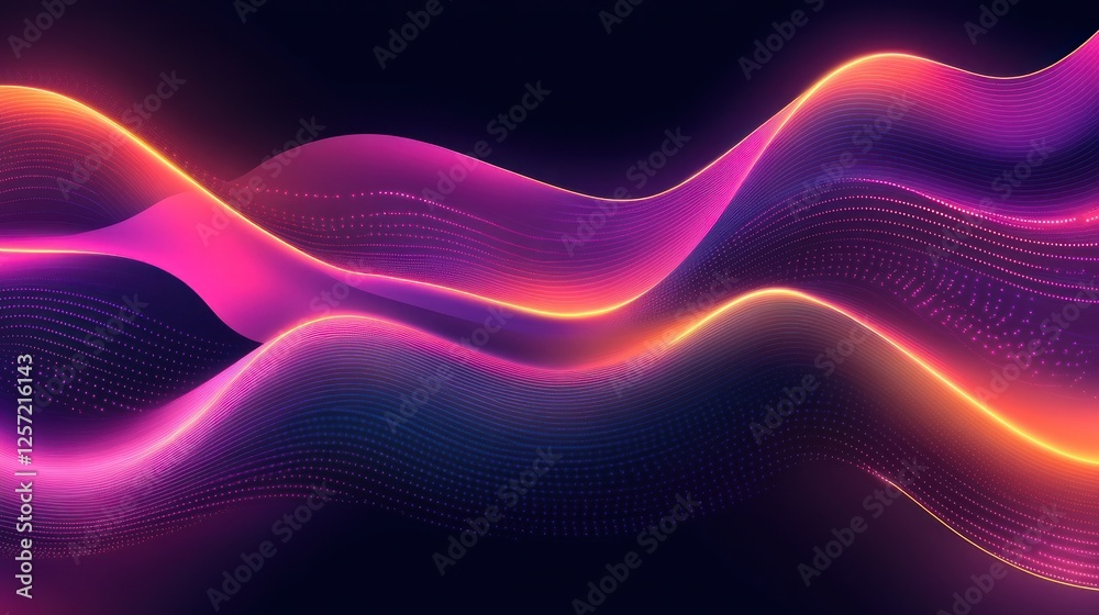 Poster abstract colorful waves flow on a dark background