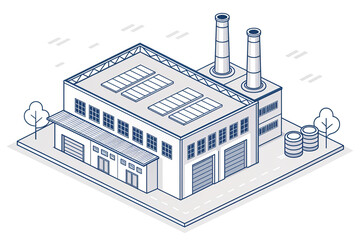 3d isometric model of industrial building . Generative AI . Generative AI