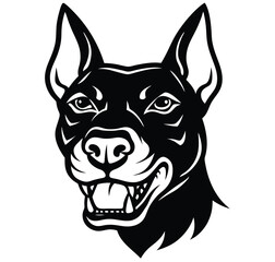 Monochrome Barking Dog  Front Face Design Logo Style Vector Illustration Silhouette on White Background for Tattoo Photo Overlays T-shirt Print Flyer Poster Design