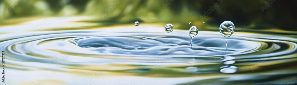 Aufkleber droplets creating ripples in a reflective surface of water