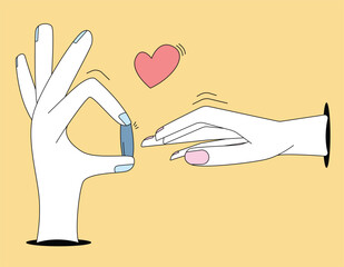 Aesthetic romantic illustration. Flat vector proposing to lover, expressing love with soft colors.