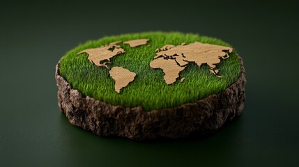 Eco-Friendly Concept of Earth on Green Grass Terrain Display