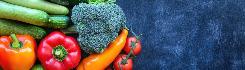 Fresh vegetables on dark background. Healthy food concept
