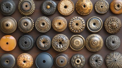 Obraz premium Collection of Vintage Metal and Plastic Ceiling Canopy Covers