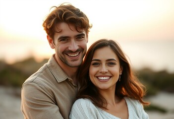 Serene romantic portrait of a happy couple