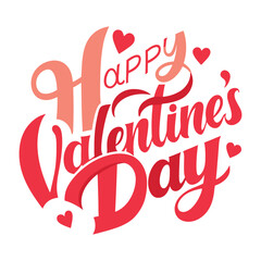 Happy valentine day typography illustration on white background, 