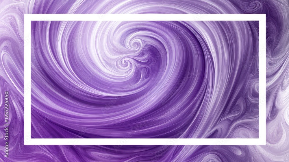 Poster purple and white swirling vortex design with a white frame