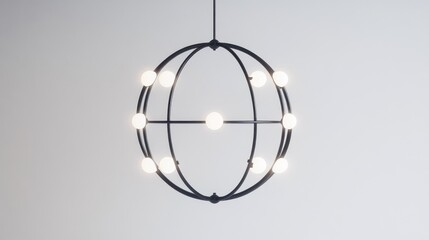 Modern spherical chandelier illuminates minimalist interior