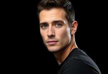 Obraz premium Male portrait on black background