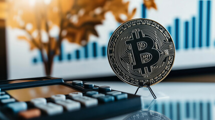 ビットコインと価格チャートのイメージ – 仮想通貨市場の変動