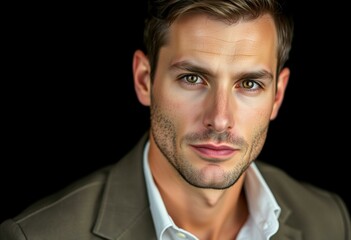 Fototapeta premium Male portrait on black background