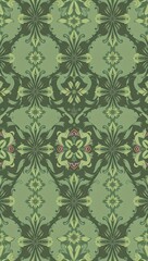 Fototapeta premium Elegant green floral wallpaper design suitable for mobile and smartphone backgrounds