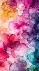 Obraz premium Abstract colorful ink art floral design, vibrant background, for website or print