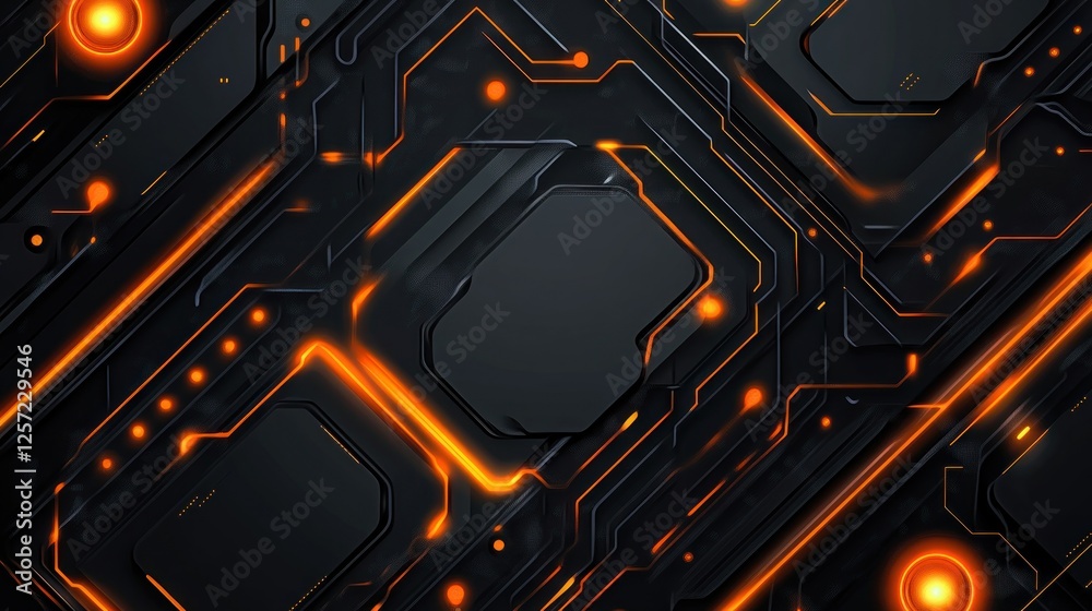 Poster abstract futuristic technology pattern featuring orange glowing lines