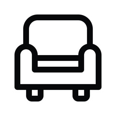 Illustration vector graphic icon of Armchair. Outline Style Icon. Furniture Themed Icon. Vector illustration isolated on white background. Perfect for website or application design.