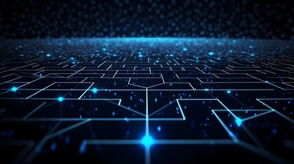 Obraz premium Futuristic Abstract Network Data Grid Digital Technology Connection Global Network Cyberspace