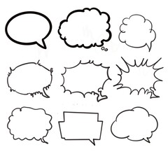 set of speech bubbles doodle Line