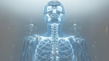 3D Illustration - Human Skeleton Anatomy, Bones, Skull, Spine, Chest, Ribs, Medical