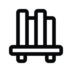 Illustration vector graphic icon of Bookshelf. Outline Style Icon. Furniture Themed Icon. Vector illustration isolated on white background. Perfect for website or application design.