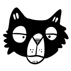 Cat, Kitten, Party, Funny, Cute, Doodle, Cartoon, Sketch, Blackwork, Lineart, Whimsical, Minimal, Hat, Silly, Comic, Quirky, Illustration, Ink, Monochrome, Hand-drawn, Feline, Character, Artistic, Pla