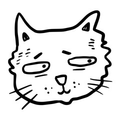 Cat, Kitten, Party, Funny, Cute, Doodle, Cartoon, Sketch, Blackwork, Lineart, Whimsical, Minimal, Hat, Silly, Comic, Quirky, Illustration, Ink, Monochrome, Hand-drawn, Feline, Character, Artistic, Pla